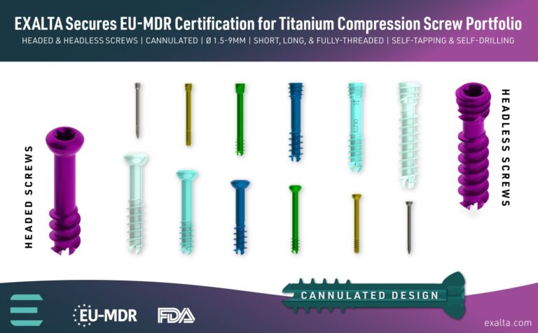 EXALTA Secures EU-MDR Certification for Titanium Compression Screws